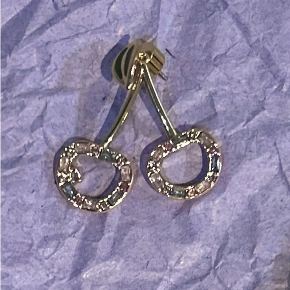 COACH Signature Cherry Drop Earrings Titanium With Multicolored Stone Accents - Picture 5 of 10